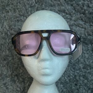 Happily Grey Tortoise Frame Sunglasses with Pink Lenses